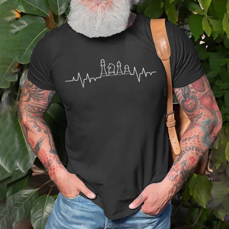 Herzschlag Ekg Schach Schachfiguren Schachspieler T-Shirt Geschenke für alte Männer