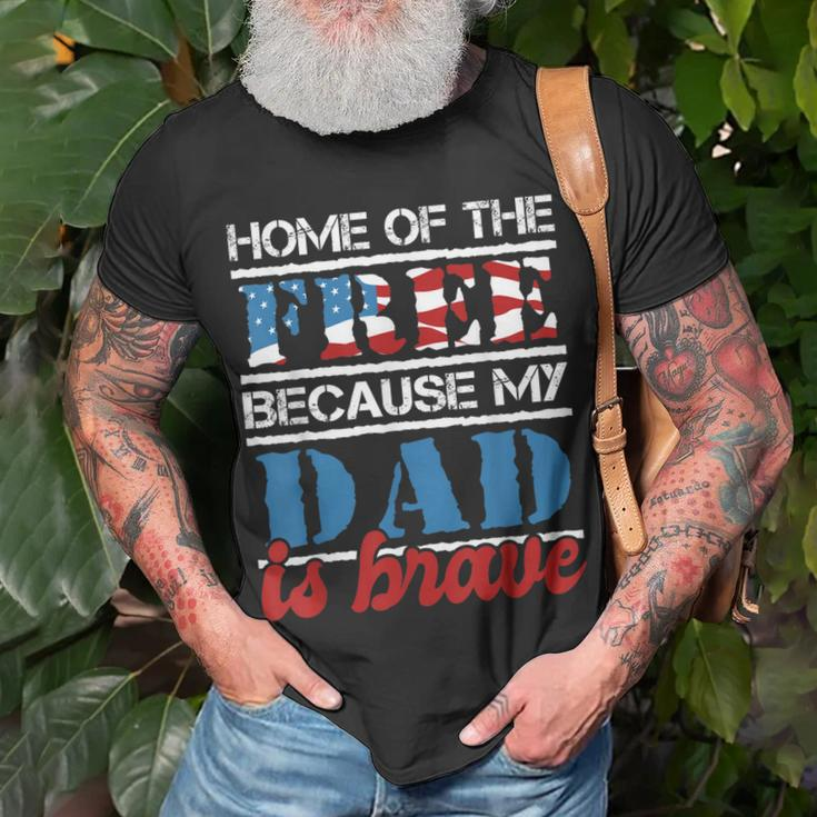 Home Of The Free Because My Dad Is Brave Us Army Veteran T-Shirt Gifts for Old Men