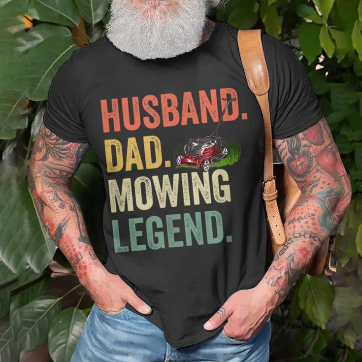 Mens Husband Dad Mowing Legend Lawn Care Gardener Father V2 T-Shirt Gifts for Old Men
