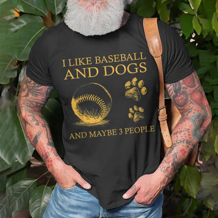 I Like Baseball And Dogs And Maybe 3 People Funny Unisex T-Shirt Gifts for Old Men
