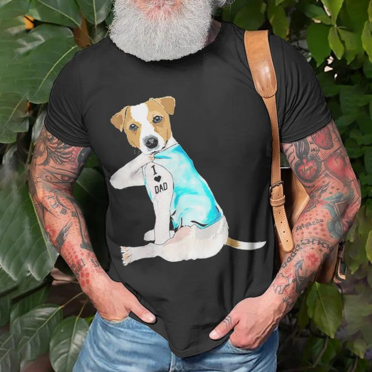 I Love Dad Tattoo Jack Russell Terrier Dad Tattooed Gift Unisex T-Shirt Gifts for Old Men