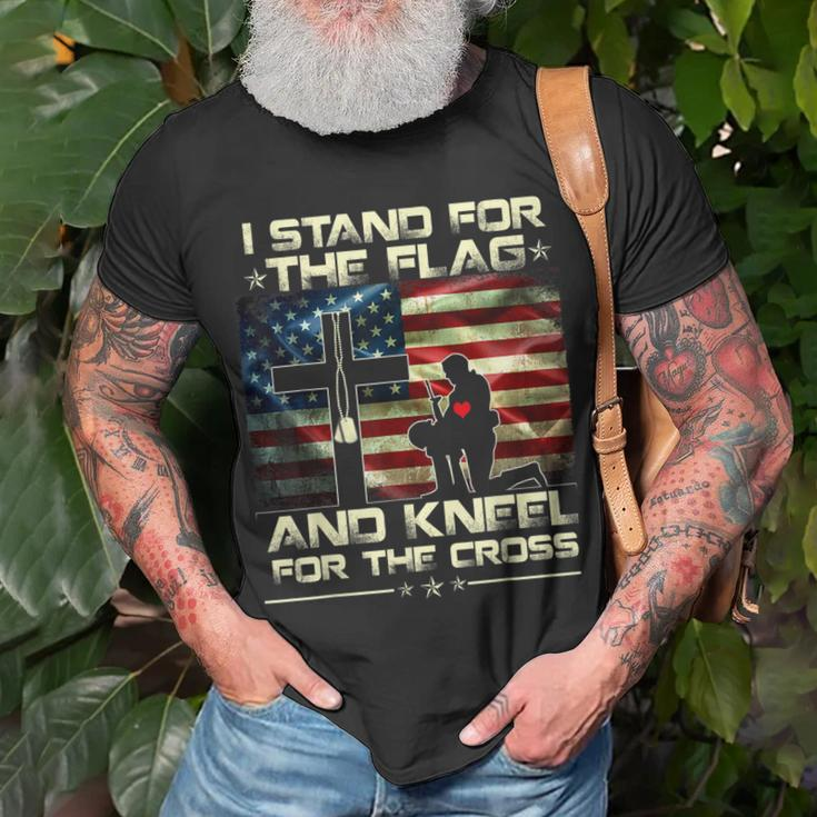 I Stand For The Flag And Kneel For The Cross Military Unisex T-Shirt Gifts for Old Men
