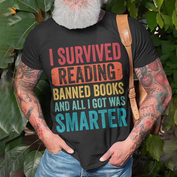 I Survived Reading Banned Books Bookaholic Book Lovers Funny Unisex T-Shirt Gifts for Old Men