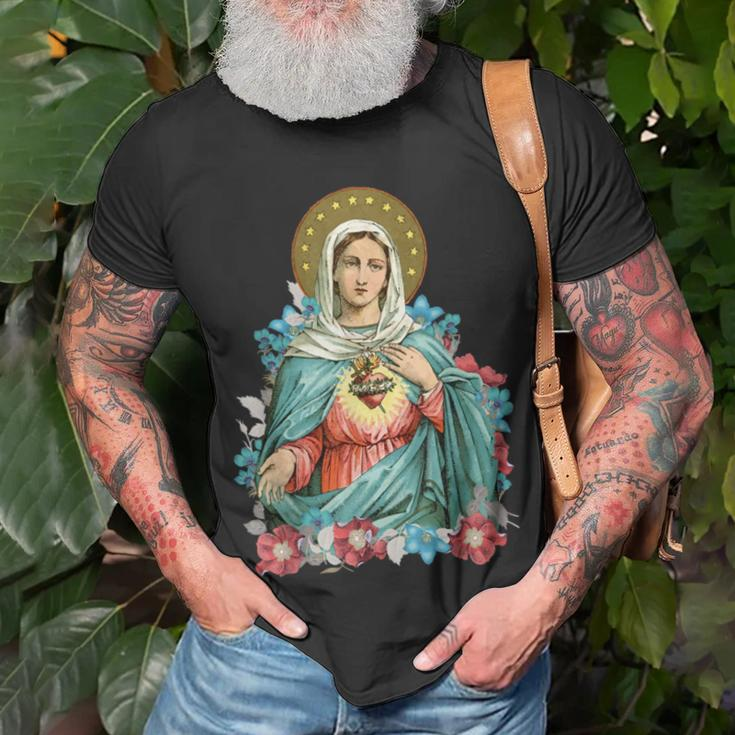 Immaculate Heart Of Mary Our Blessed Mother Catholic VintageUnisex T-Shirt Gifts for Old Men