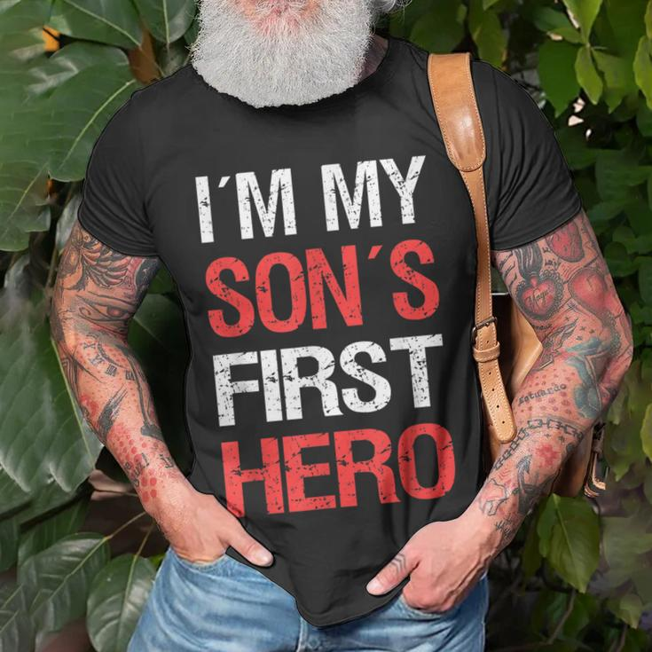 I´M My Sons First Hero Funny Fathers Day Dad Unisex T-Shirt Gifts for Old Men