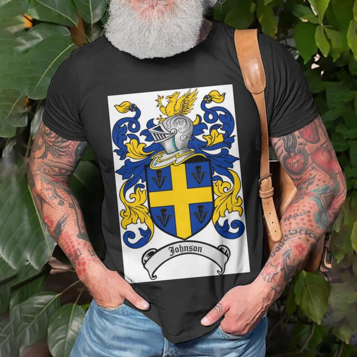 Johnson Family Crest - Coat Of Arms Unisex T-Shirt Gifts for Old Men