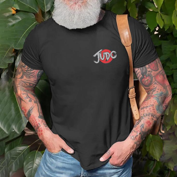 Judo-Sport T-Shirt Schwarz mit Rotem Logo, Kampfsport Bekleidung Geschenke für alte Männer