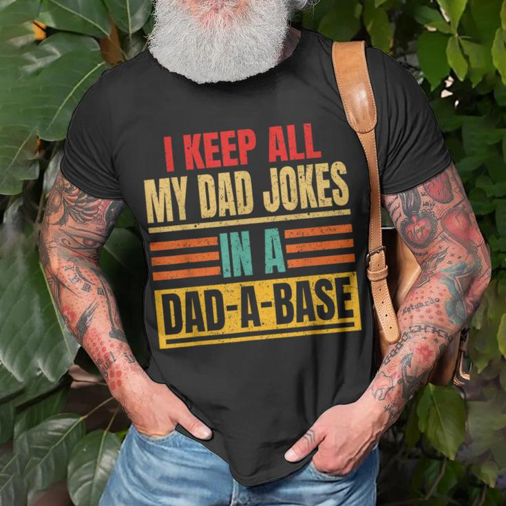 I Keep All My Dad Jokes In A Dad-A-Base Father Dad Vintage T-Shirt Gifts for Old Men