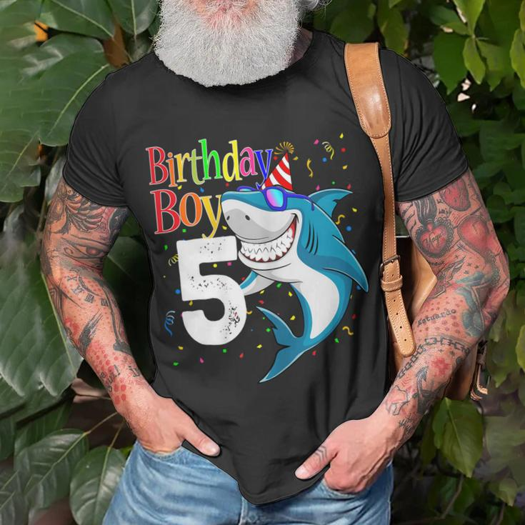 Kids 5Th Birthday Boy Shark Shirts Jaw-Some Five Shirt Boys Unisex T-Shirt Gifts for Old Men