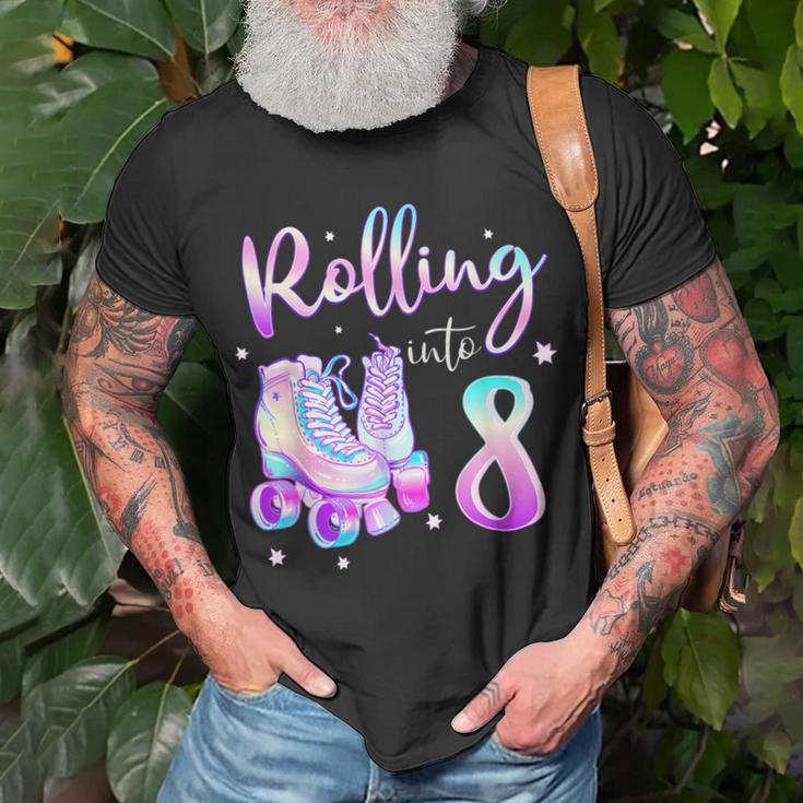 Kids 8 Years Old Birthday Girls Rolling Into 8Th Bday Theme Unisex T-Shirt Gifts for Old Men
