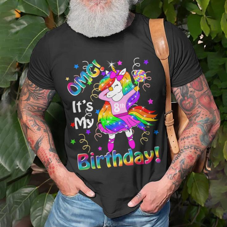 Kids Omg Its My 8Th Birthday Girls Unicorn 8 Years Old Outfit Unisex T-Shirt Gifts for Old Men