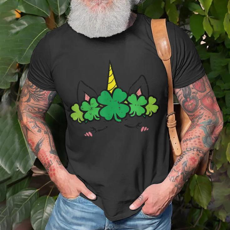 Kids Unicorn Face Shamrock Clover St Patricks Day Baby Girls T-Shirt Gifts for Old Men