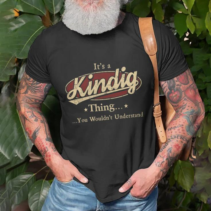 Kindig Last Name Kindig Family Name Crest V2 Unisex T-Shirt Gifts for Old Men