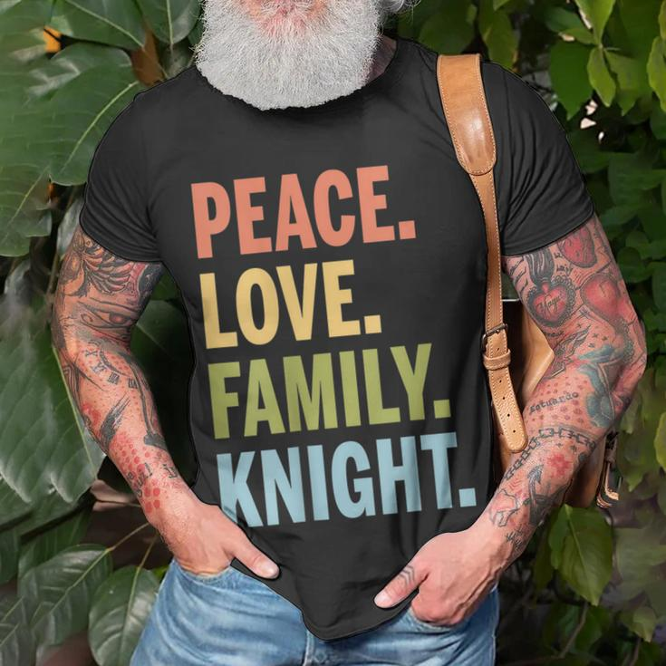 Knight Last Name Peace Love Family Matching Unisex T-Shirt Gifts for Old Men