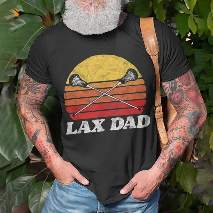 Lax Dad Vintage X Crossed Lacrosse Sticks 80S Sunset Retro T-Shirt Gifts for Old Men