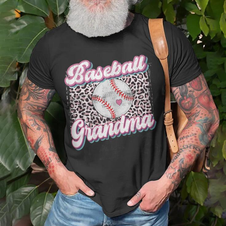 Leopard Baseball Grandma Game Day Softball Mothers Day Gift For Womens Unisex T-Shirt Gifts for Old Men
