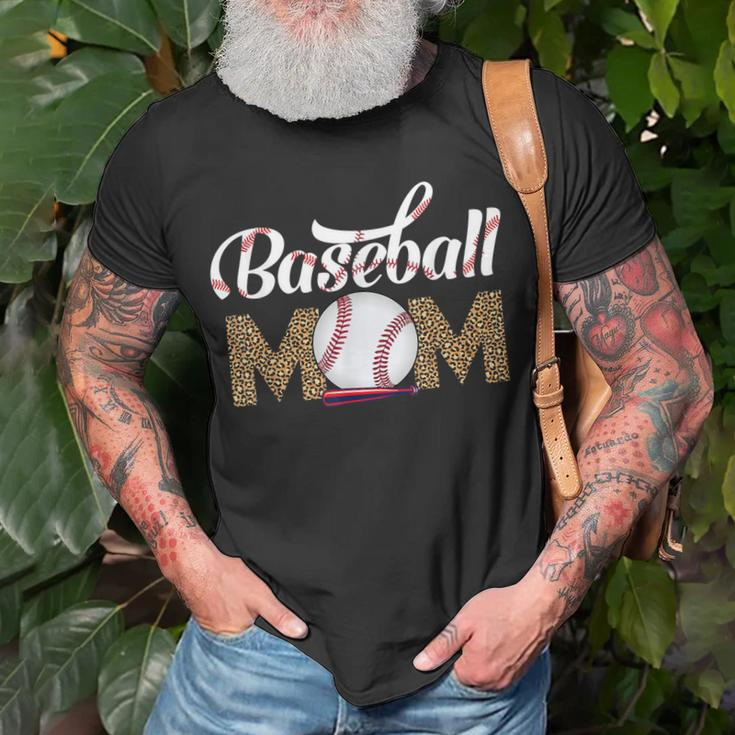 Leopard Baseball Mom Mothers Day Catcher Mom Life Womens Unisex T-Shirt Gifts for Old Men