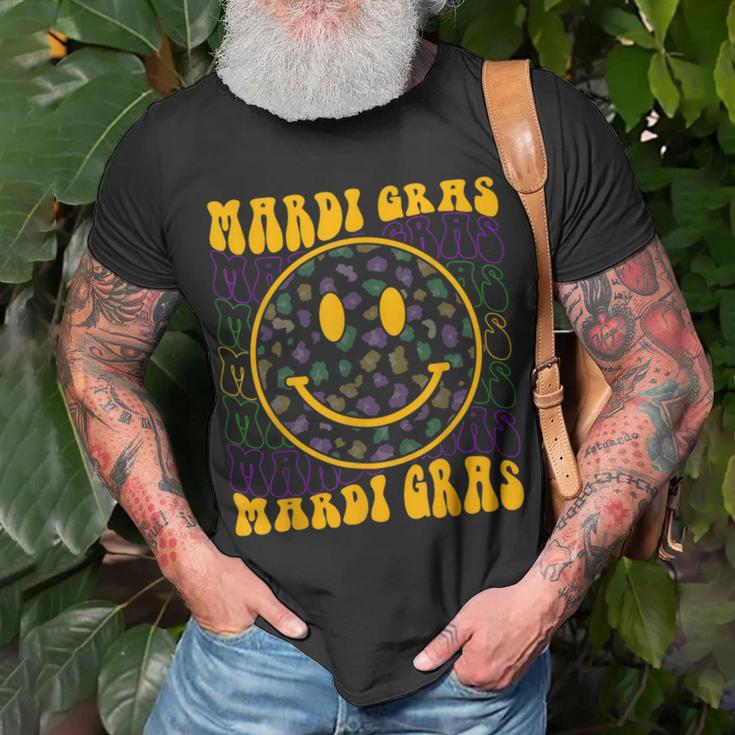 Leopard Hippie Face Retro Groovy Mardi Gras T-shirt Gifts for Old Men