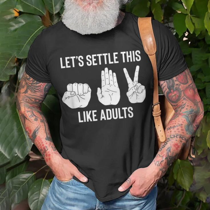 Lets Settle This Like Adults Funny Rock Paper Scissor Unisex T-Shirt Gifts for Old Men