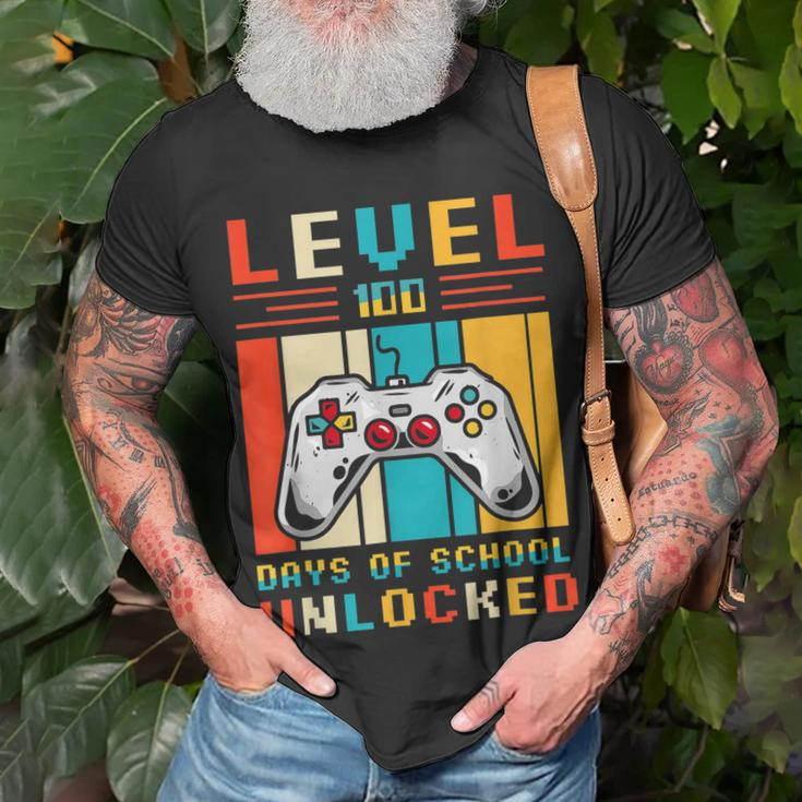 Level 100 Days Of School Unlocked Video Game Controller T-Shirt Gifts for Old Men
