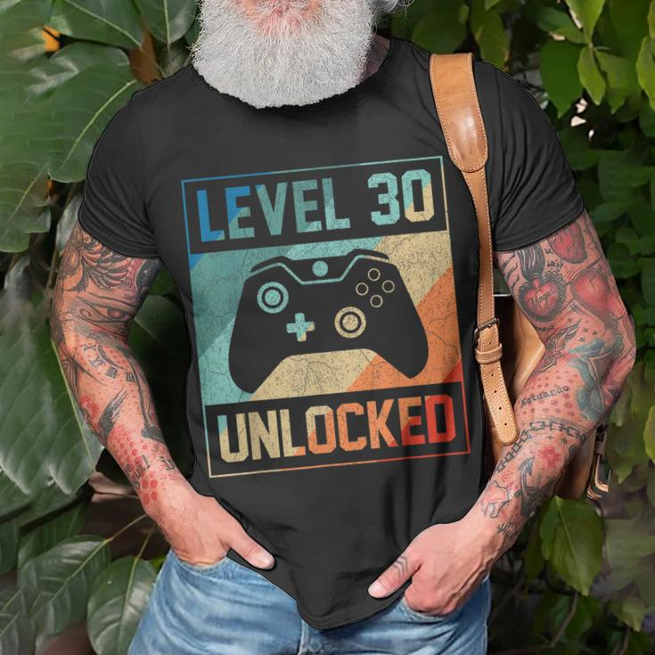 Level 30 Unlocked Shirt Video Gamer 30Th Birthday Gifts Tee Unisex T-Shirt Gifts for Old Men