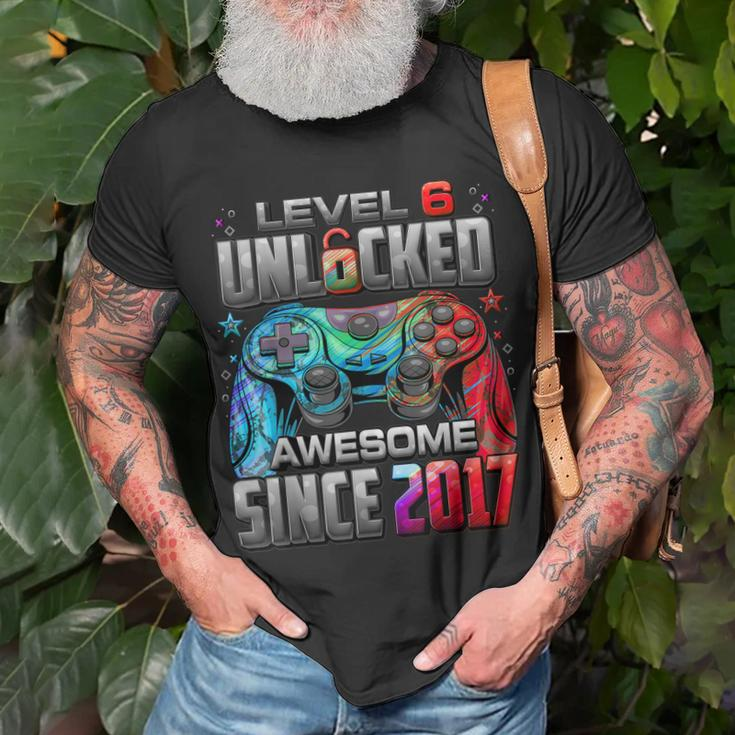 Level 6 Unlocked Awesome Since 2017 6Th Birthday Gaming Unisex T-Shirt Gifts for Old Men