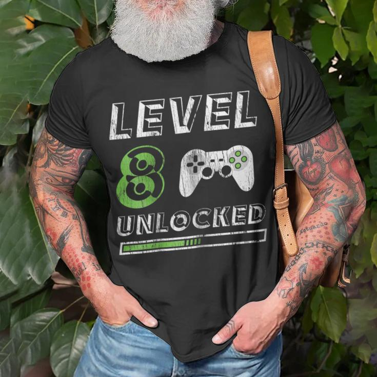 Level 8 Unlocked - 8 Year Old Gamer Funny Birthday Unisex T-Shirt Gifts for Old Men