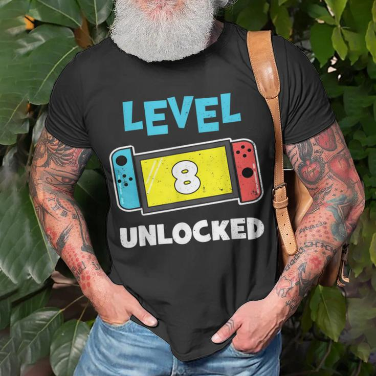 Level 8 Unlocked Gamer 8Th Birthday Video Game Lovers Unisex T-Shirt Gifts for Old Men