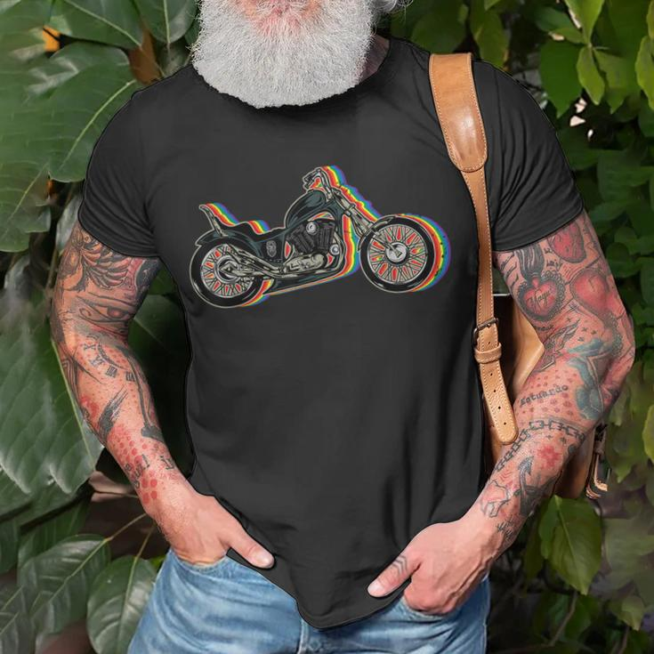 Lgbt-Q Gay Pride Regenbogen Farbe Motorrad Biker T-Shirt Geschenke für alte Männer