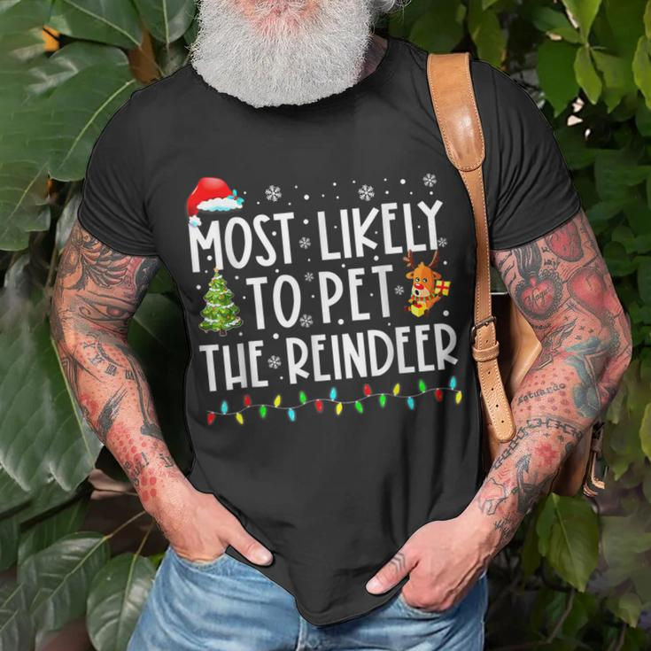 Most Likely To Pet The Reindeer Christmas V5T-shirt Gifts for Old Men