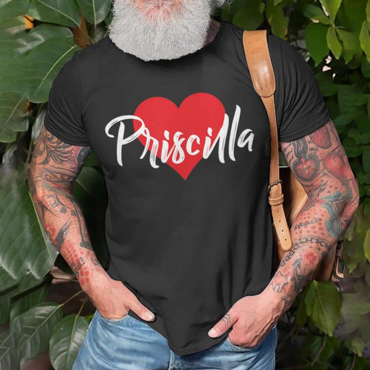 I Love Priscilla First Name I Heart Named T-Shirt Gifts for Old Men