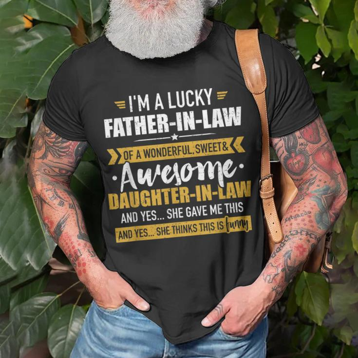 Lucky Fatherinlaw Of Awesome Daughterinlaw Gift For Mens Unisex T-Shirt Gifts for Old Men