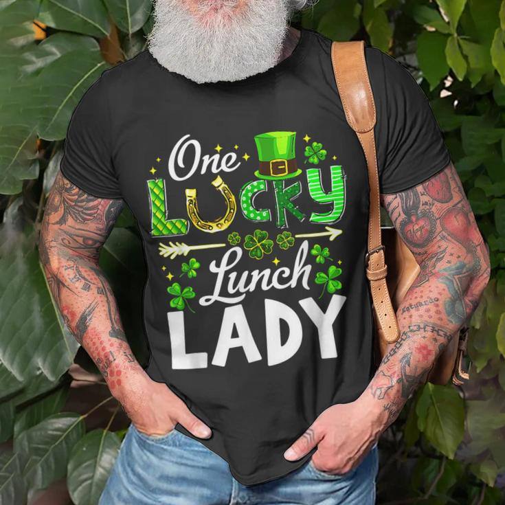 Lucky Shamrock One Lucky Lunch Lady St Patricks Day School T-Shirt Gifts for Old Men