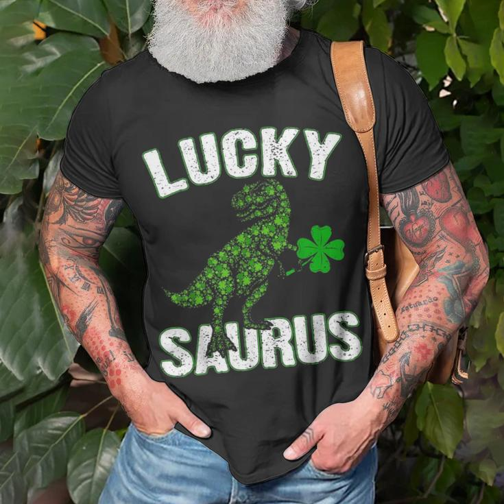 LuckyRex Saurus Clovers Shamrock St Patrick Day Gifts Unisex T-Shirt Gifts for Old Men