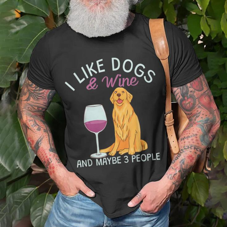 Lustig Ich Mag Hund Und Wein T-Shirt Geschenke für alte Männer