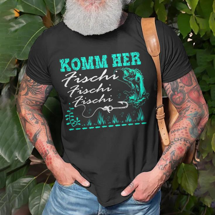 Lustige Angler Sprüche Komm Her Fischi Fischi Geschenkidee T-Shirt Geschenke für alte Männer