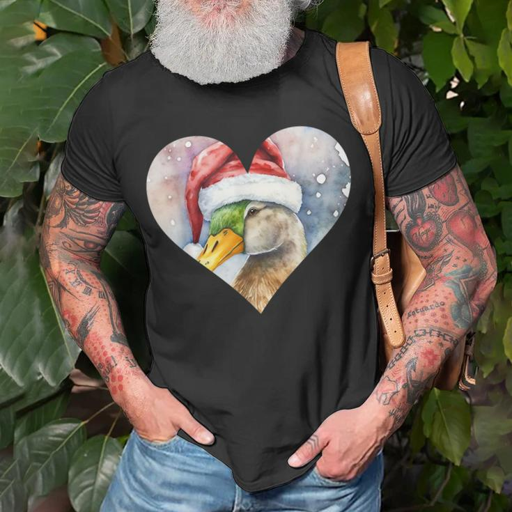 Lustige Ente Weihnachtsmütze Vintage Valentinstag Ente T-Shirt Geschenke für alte Männer