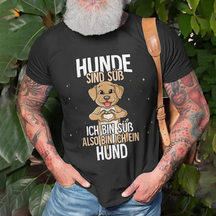 Lustiges Hunde Motiv T-Shirt Hunde sind süß, also bin ich ein Hund Schwarz Geschenke für alte Männer