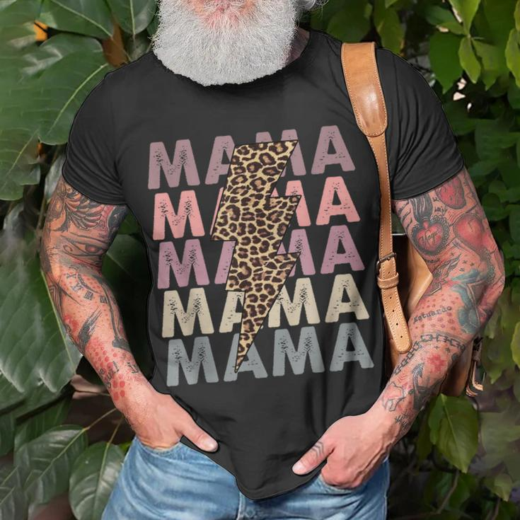 Mama Lightning Bolt Leopard Cheetah Mama Mini Matching T-shirt Gifts for Old Men