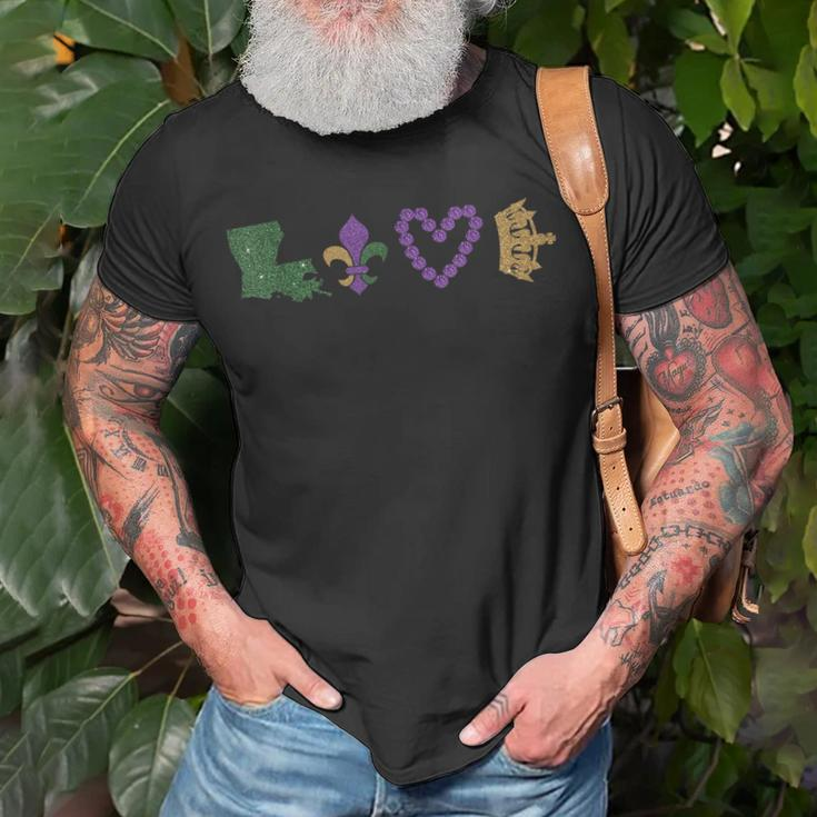 Mardi Gras Love Mardi Gras 2018 Glitter EffectT-Shirt Gifts for Old Men
