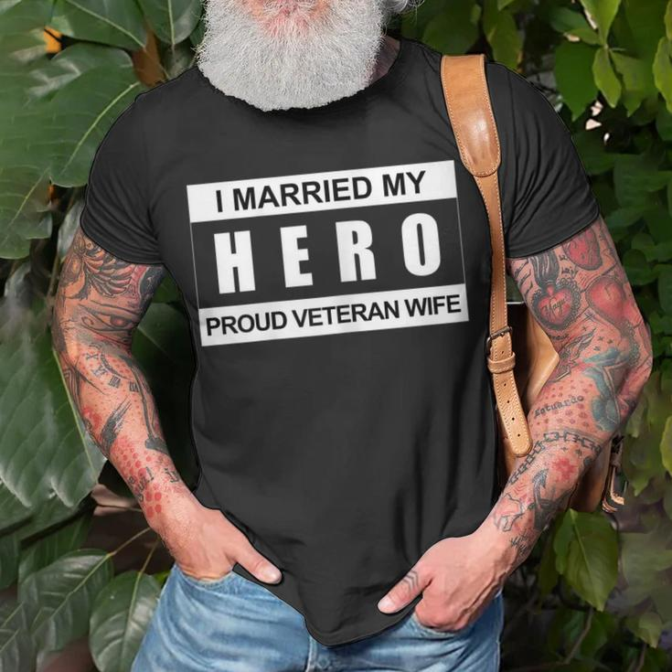 Womens I Married My Hero Proud Veteran WifeWomen T-shirt Gifts for Old Men