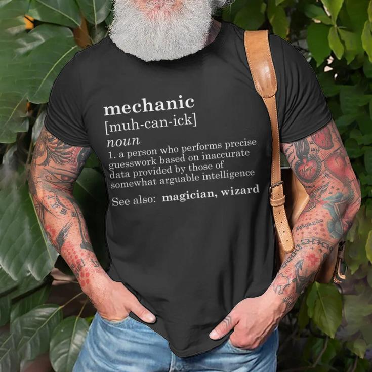 Mechanic Definition Dad Car Guy Garage Fathers Day Gift Unisex T-Shirt Gifts for Old Men
