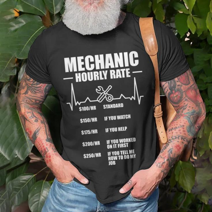 Mechanic Hourly Rate Funny Mechanic Gifts For Men Garage Unisex T-Shirt Gifts for Old Men