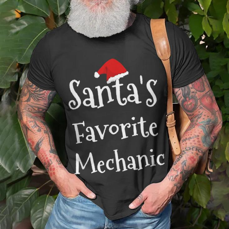 Mechanic Santas Favorite Job Christmas Santa Claus Hat Unisex T-Shirt Gifts for Old Men