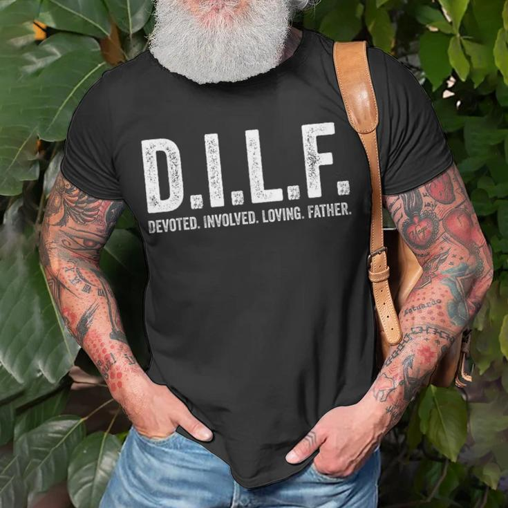 Mens Dilf Men Funny Fathers Day Gift For Dad Unisex T-Shirt Gifts for Old Men