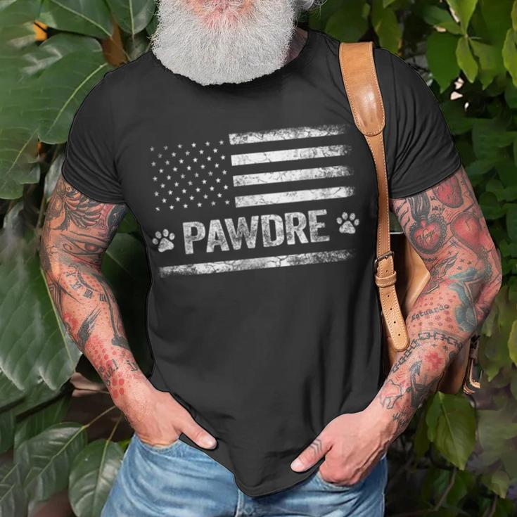 Mens Pawdre Best Dog Dad Ever Us Flag Dog Paw Tee Dog Lover Unisex T-Shirt Gifts for Old Men