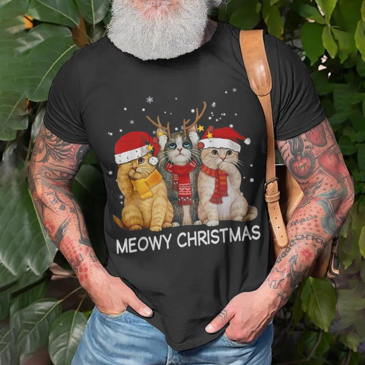 Meowy Christmas Cat Christmas Tree Xmas Holidays T-shirt Gifts for Old Men