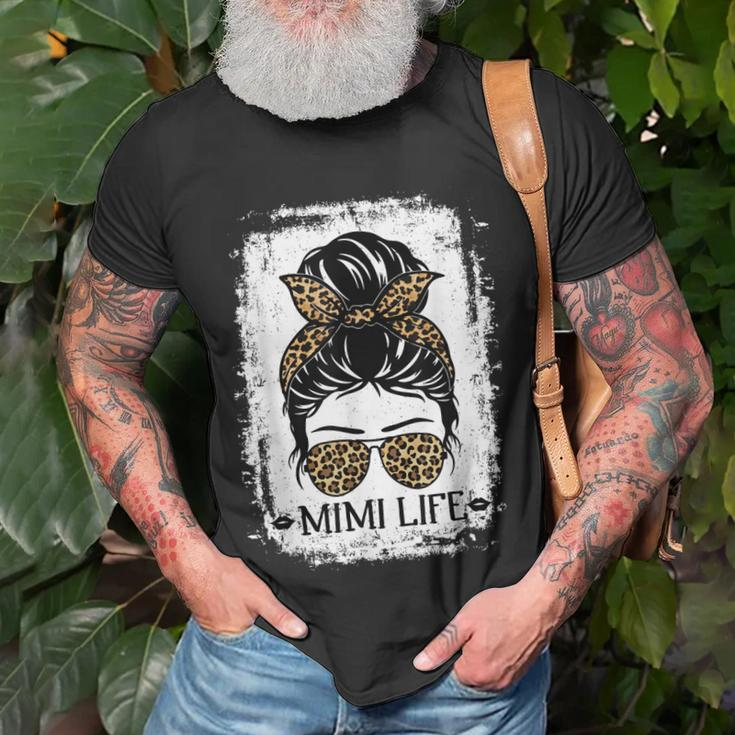 Mimi Life Women Messy Bun Leopard Decor Grandma Unisex T-Shirt Gifts for Old Men