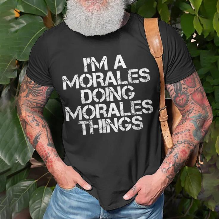 Morales Surname Family Tree Birthday Reunion Idea T-Shirt Gifts for Old Men