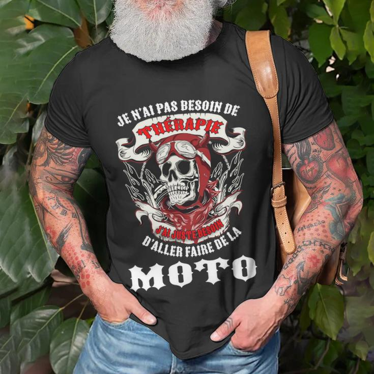 Motorrad-Enthusiasten T-Shirt Totenkopf & Ich brauche keine Therapie Geschenke für alte Männer